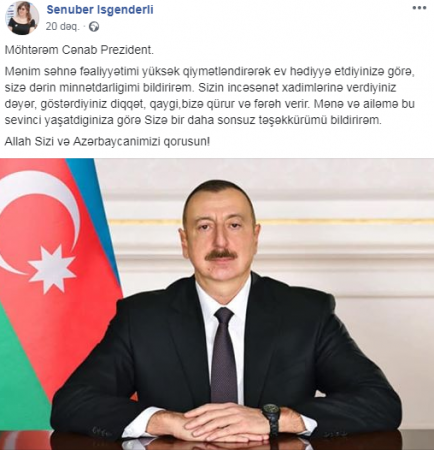 İlham Əliyev əməkdar artistə ev hədiyyə etdi - FOTO