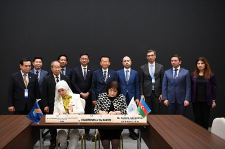 Qoşulmama Hərəkatı Parlament Şəbəkəsi ilə ASEAN PA arasında anlaşma memorandumu imzalanıb - FOTO