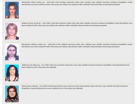 Azərbaycan 13 nəfəri insan alverinə görə axtarışa verib: HAMISI QADINDIR - FOTOLAR Azərbaycan 13 nəfəri insan alverinə görə axtarışa verib: HAMISI QADINDIR - FOTOLAR