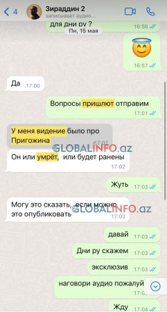 Zirəddindən Priqojinlə bağlı şok proqnoz: Yazışma üzə çıxdı - FOTO Zirəddindən Priqojinlə bağlı şok proqnoz: Yazışma üzə çıxdı - FOTO