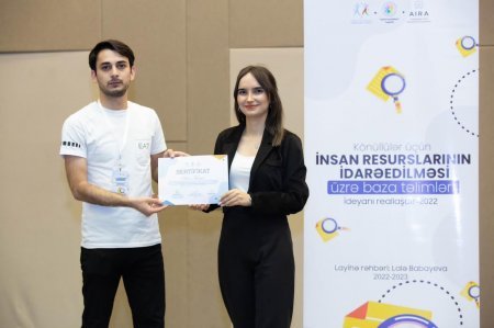 “Könüllülər üçün insan resurslarının idarəedilməsi üzrə baza təlimləri” layihəsi başa çatıb.