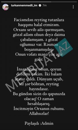 Həyat yoldaşı Orxan Məmmədlinin vəfatından danışdı - FOTO