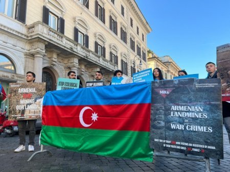 Romada Ermənistanın mina terroruna qarşı etiraz aksiyası təşkil edilib - FOTOLAR Romada Ermənistanın mina terroruna qarşı etiraz aksiyası təşkil edilib - FOTOLAR