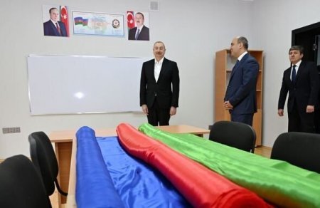 Prezident Bum qəsəbəsində tam orta məktəbin yeni binasının açılışında iştirak edib - FOTO