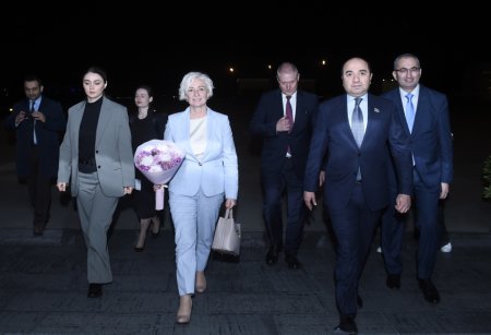 Latviya Parlamentinin sədri Azərbaycana rəsmi səfərə gəlib - FOTO