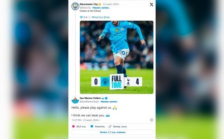 San Marino millisi "Mançester Siti" klubunu məsxərəyə qoyub San Marino millisi "Mançester Siti" klubunu məsxərəyə qoyub