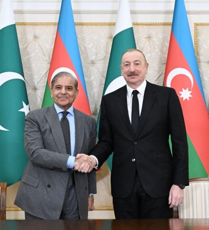 Azərbaycan Prezidenti və Pakistanın Baş naziri mətbuata bəyanatlarla çıxış ediblər - FOTOLAR